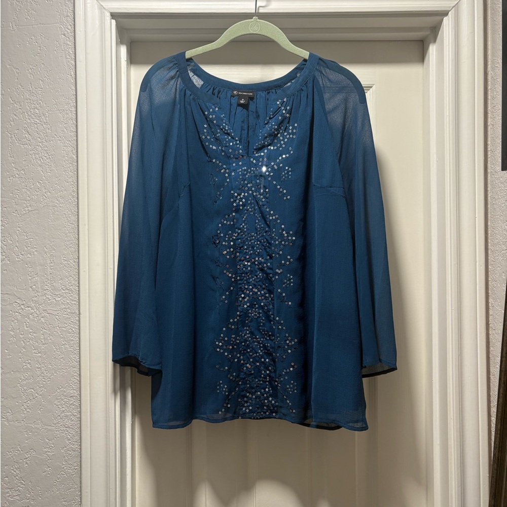 Blue Sheer Women's Top